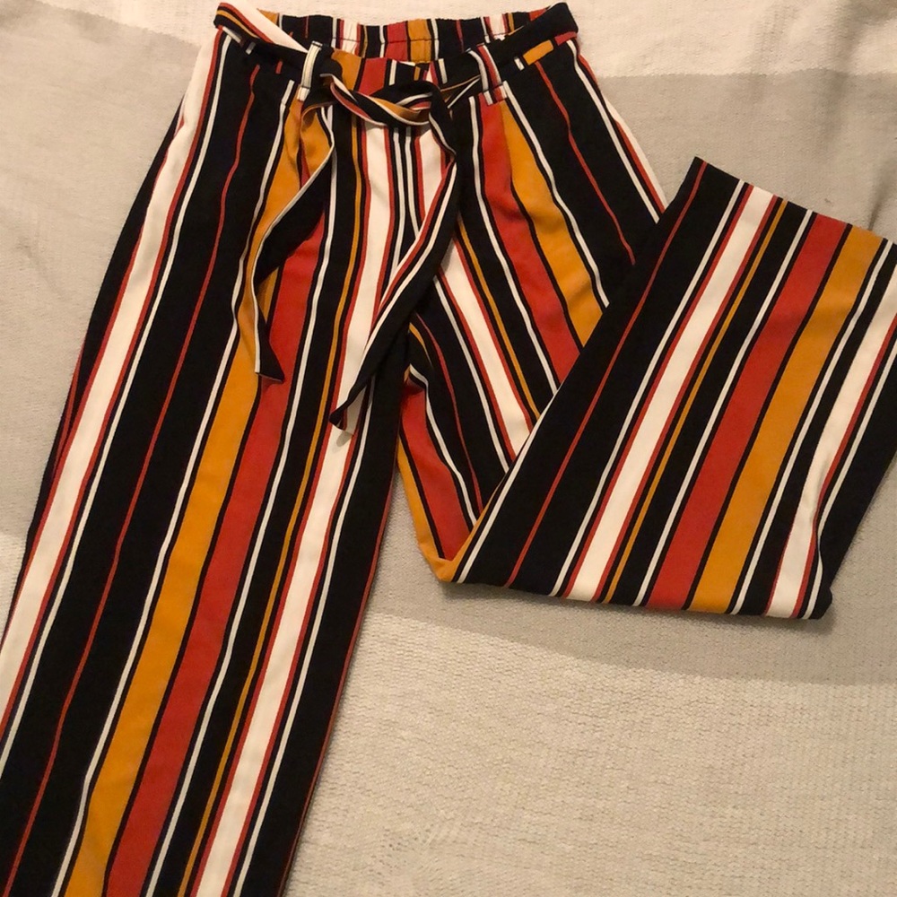 Striped wide legged dress pants